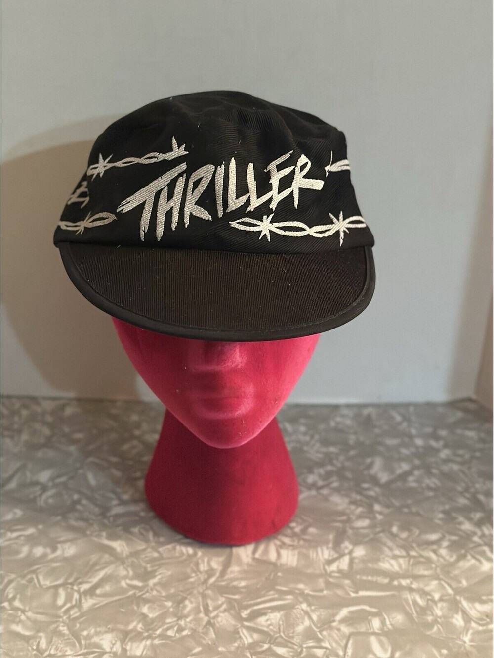 Black Snapback Painter’s Cap THRILLER Barbed Wire Michael Jackson 80’s Vintage